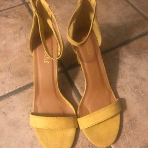 Yellow Faux Suede 3" Heels